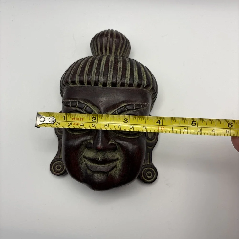 Buddha Wall Mask Resin Red‎ Finish Zen Meditation Asian Wall Decor Boho Spa Art